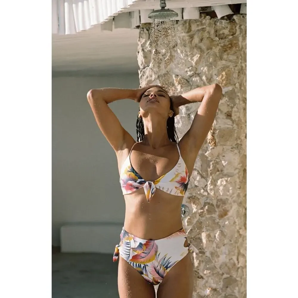 L*Space Flashback Bikini Top Sunset Palm Size Medium New